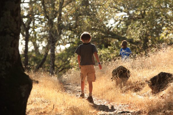 A child walks along a trail at Montini Open Space Preserve.