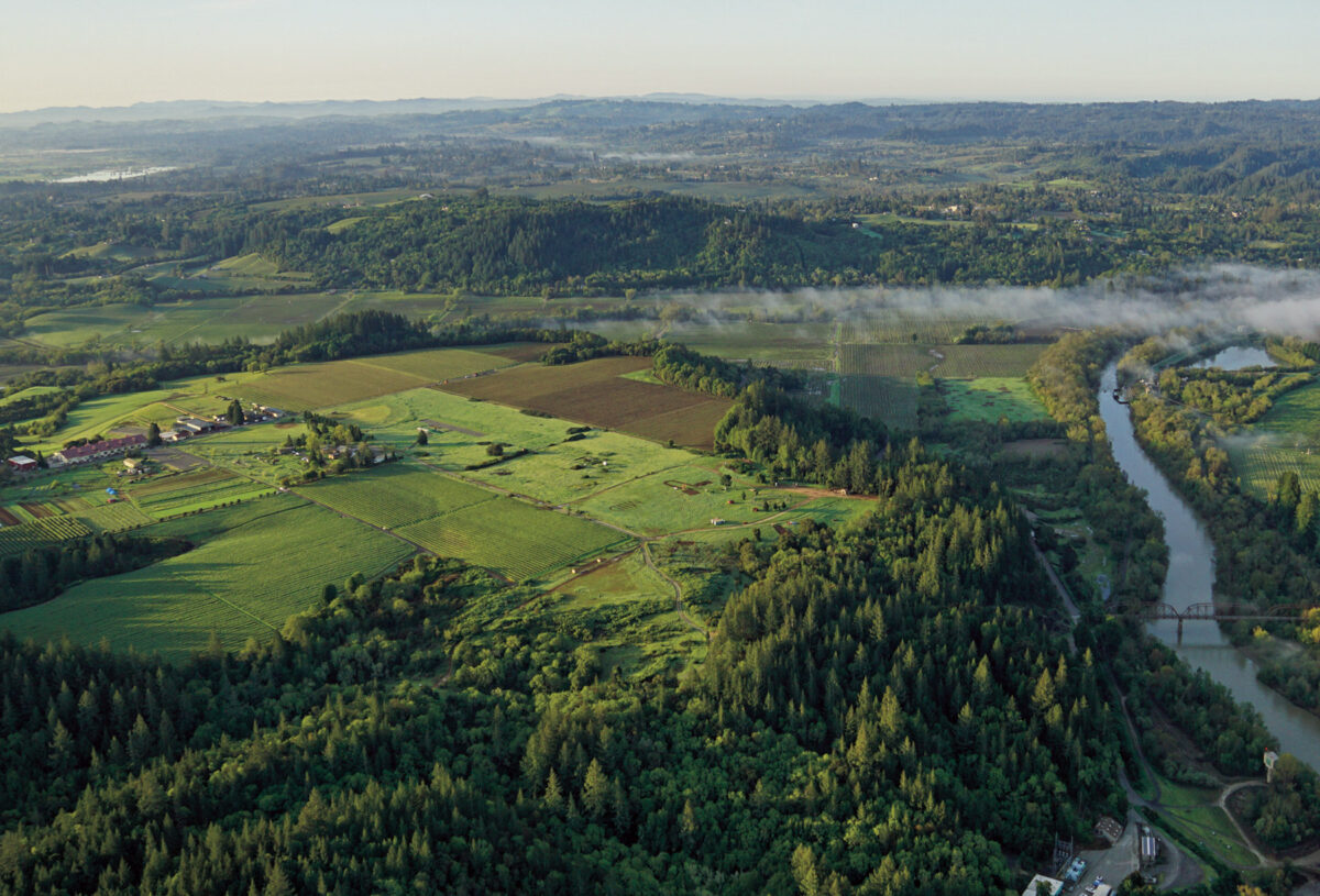 high arial view of sonoma county