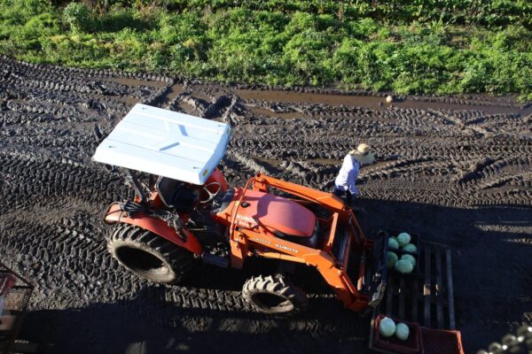 overhead view of a tractor